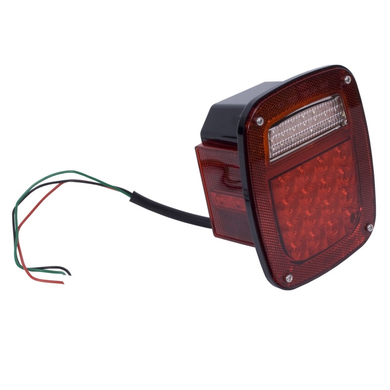 Jeep Wrangler LED Tail Light Assembly - Left - Rugged Ridge - Incl. 16 Lg. Brake/Parking LED/Directional LED/4 License Plate Light LED/22 Back-up LED - `87-`06